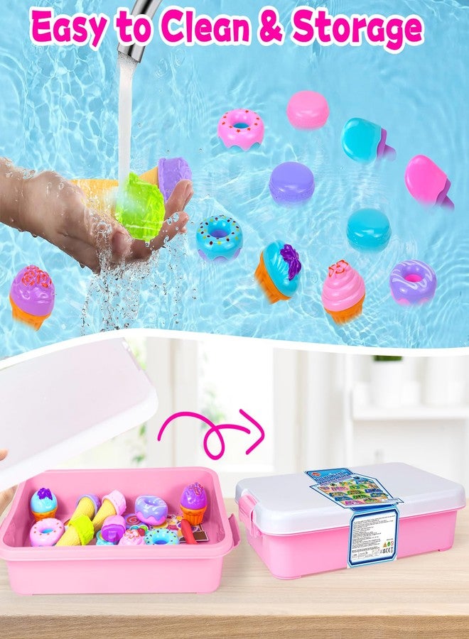 Hymaz Play Sand Kit for Girls, Ice Cream Sensory Bin Sandbox, Creative Bake Shop with 2.2lbs Magic Sand, Ice Cream & Cake Models, Cleaning Tools, Pretend Beach Cake Stand Toys Gift for Toddler Ages 3-8 - Image 5
